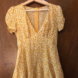 Yellow flower mini dress
